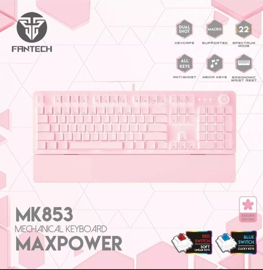 Fantech | Mk853 Maxpower Rgb Mechanical Gaming Keyboard | SAKURA EDITION Fantech | Mk853 Maxpower Rgb Mechanical Gaming Keyboard | SAKURA EDITION
