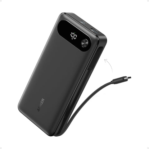 Power Bank (20K, 87W, Built-In USB-C Cable)