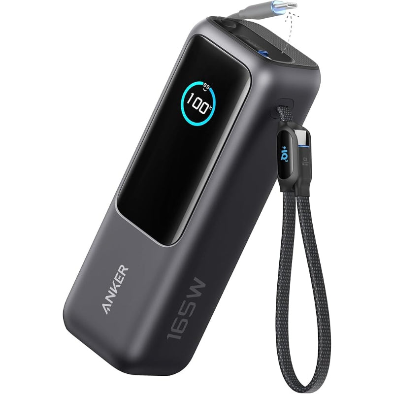 Power Bank (25K, 165W, Built-In and Retractable Cables)