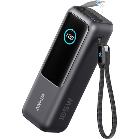 Power Bank (25K, 165W, Built-In and Retractable Cables)