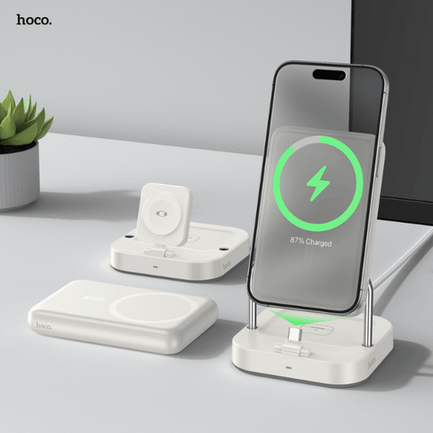 Hoco CQ16 4-in-1 Magnetic Power Bank – Desktop Charger + Watch Charger