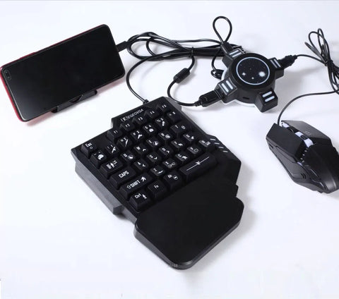 5 in 1 Mobile Game Combo One-hand Game Keyboard and Mouse Combination