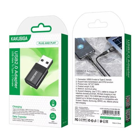 KAKUSIGA - USB 2.0 ADAPTER USB MALE TO TYPE-C FEMALE