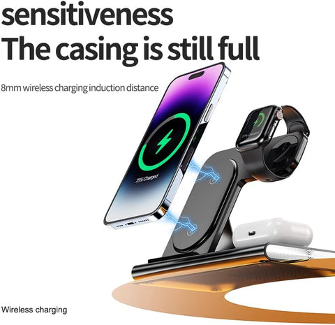 4 in 1 Magnetic Flat Foldable Wireless Charging Station with a Night Light