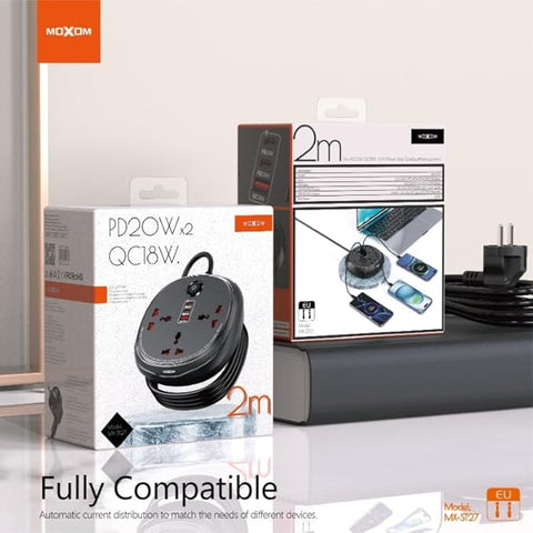 Moxom MX-ST27 Extension Lead Power Strip For Multi Devices