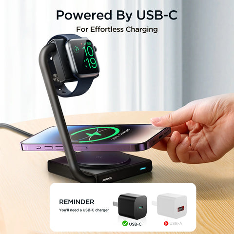 Joyroom 2 in 1 Foldable Wireless Charger-Black | JR-WQN05