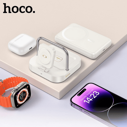 Hoco CQ16 4-in-1 Magnetic Power Bank – Desktop Charger + Watch Charger