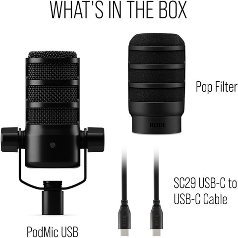 RØDE PodMic USB Versatile Dynamic Broadcast Microphone With XLR and USB Connectivity for Podcasting, Streaming, Gaming, Music-Making and Content Creation