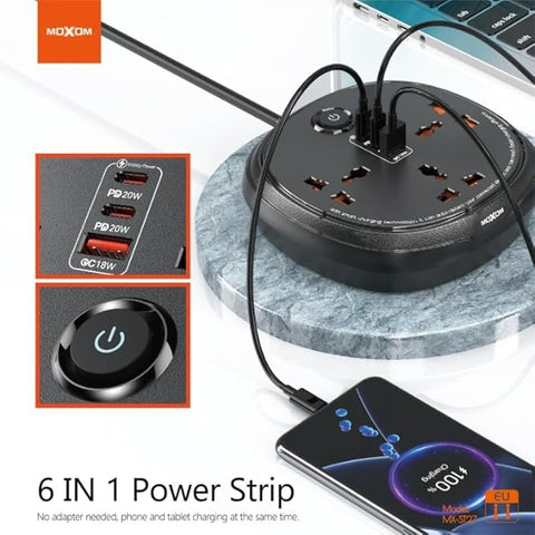 Moxom MX-ST27 Extension Lead Power Strip For Multi Devices
