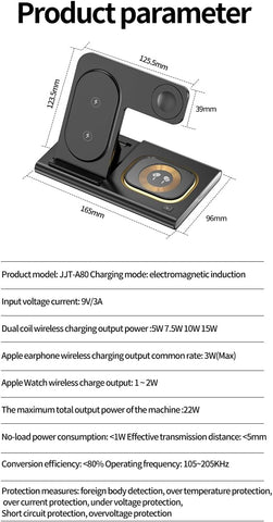 4 in 1 Magnetic Flat Foldable Wireless Charging Station with a Night Light
