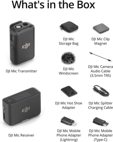 DJI Mic (1 TX + 1 RX), Wireless Lavalier Microphone