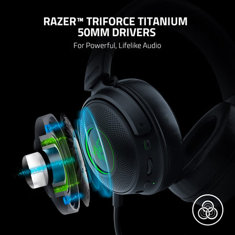 Razer (RZ04-03460100-R3M1) Kraken V3 Pro Wireless Gaming Headset - Haptic Technology - RGB - Black