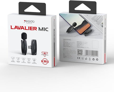 YESIDO KR11 Wireless Lavalier Microphone| Type-C