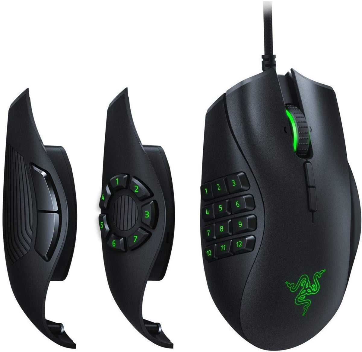 Razer (RZ01-02410100-R31) Naga Trinity MOBA / MMO Modular Wired Gaming Mouse - Black