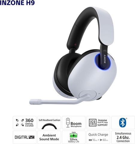 Sony INZONE H9 Gaming Headset, Wireless Noise Canceling Bluetooth Headset