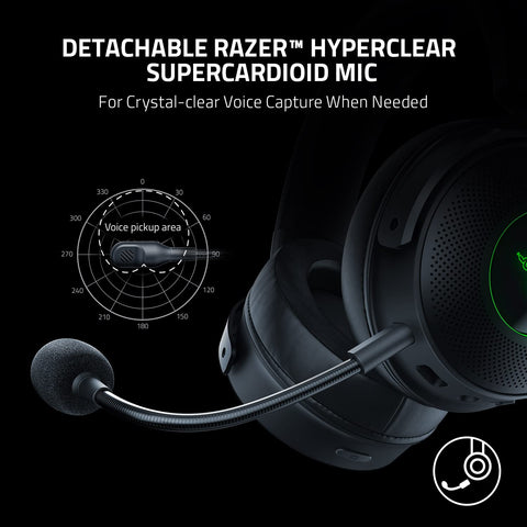 Razer (RZ04-03460100-R3M1) Kraken V3 Pro Wireless Gaming Headset - Haptic Technology - RGB - Black