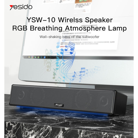 Yesido | YSW10 new Max 10W power rate with LED light Surrounded bass portable wireless speaker