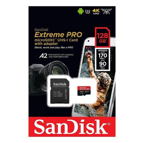 SanDisk Extreme Pro SDXC UHS-I U3 A2 V30 128GB + Adapter