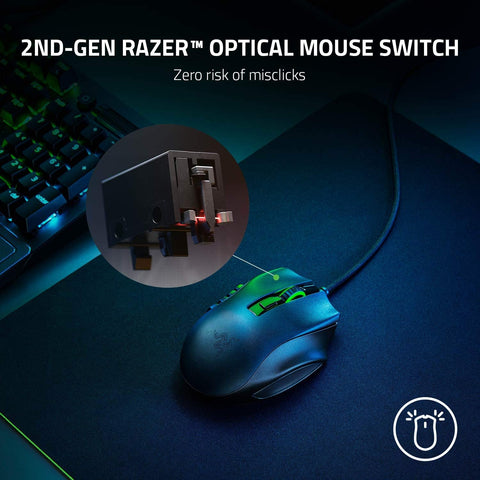 Razer (RZ01-03590100-R3M1) Naga X Ergonomic MIMO Gaming Mouse - 16x Programmable Buttons - Black