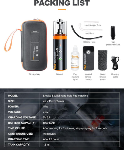 LENSGO Smoke S Mini Fog Machine Smoke Machine with Remote Control