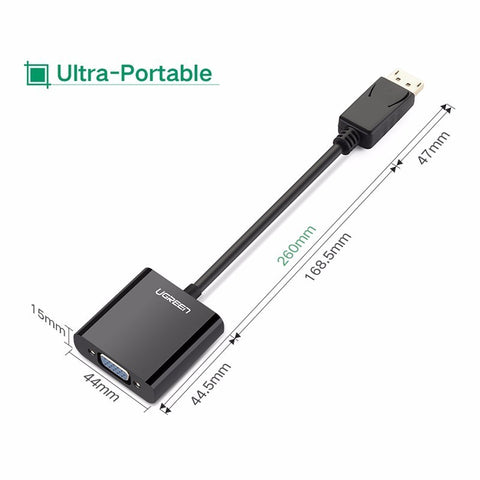 UGreen DP Male to VGA Female Converter - Black