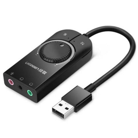 UGREEN USB to 3-ports 3.5mm Computer External Audio Card with Volume Adjustment Wheel