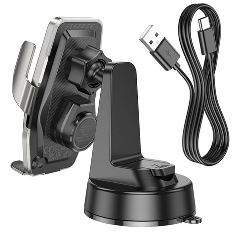 Hoco | HW27 Traveler Infrared RGB Wireless Fast Charging Car Center Console Holder
