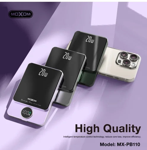 MOXOM | 2 IN 1 PD20W MAGNETIC LCD 5000mAh POWERBANK – MX-PB110