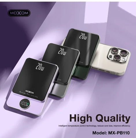 MOXOM | 2 IN 1 PD20W MAGNETIC LCD 5000mAh POWERBANK – MX-PB110