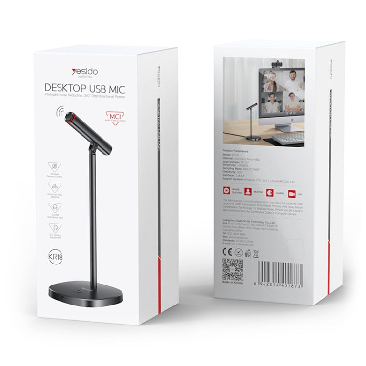YESIDO KR18 | 360 Degree Omnidirectional Desktop USB-C Microphone