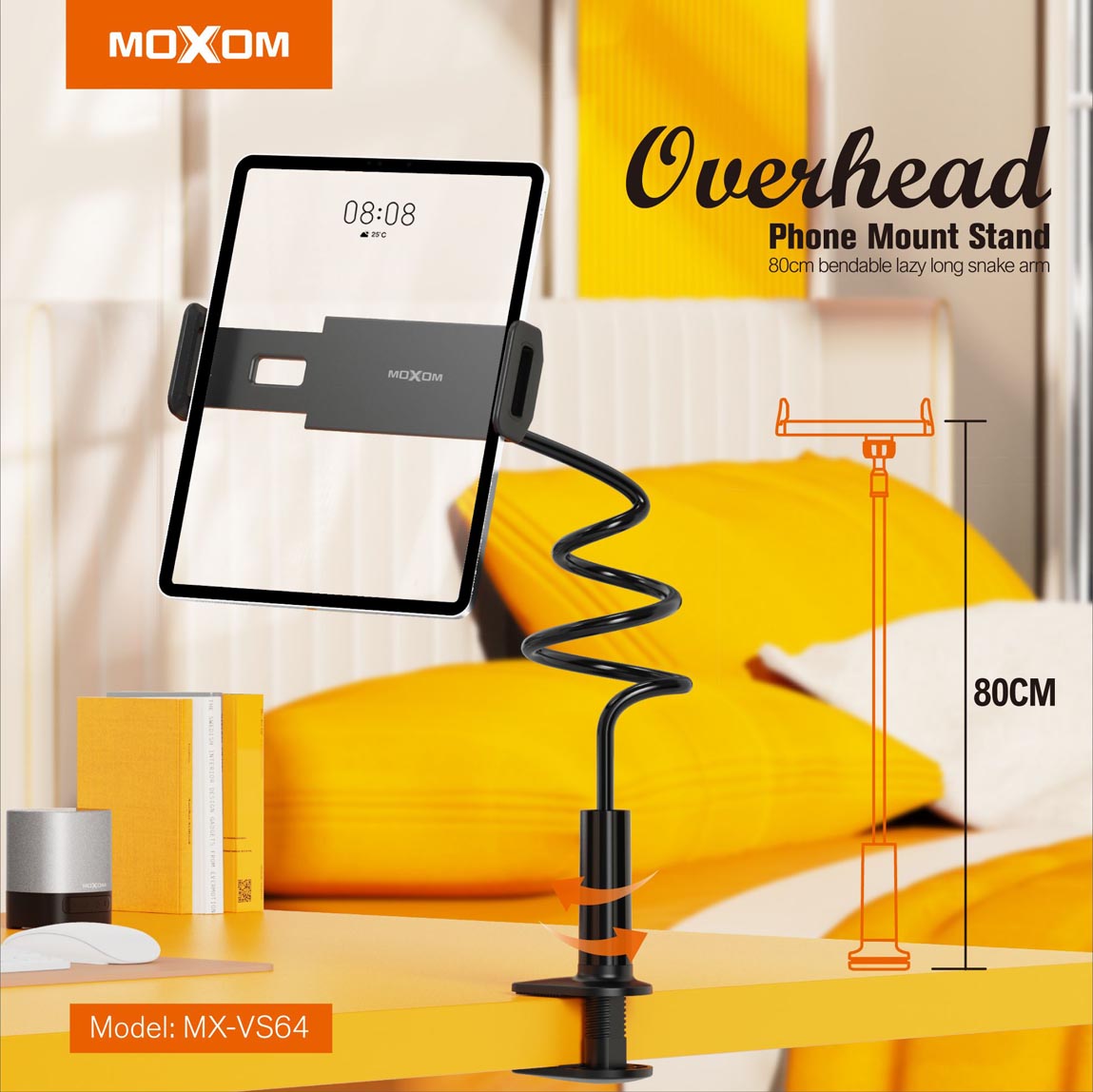MOXOM MX-VS64 Overhead Phone & Tablet Mount Stand (80cm)