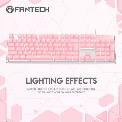 Fantech K613L FIGHTER II, Mechanical Feel, Stylish Pink Wired Gaming Keyboard