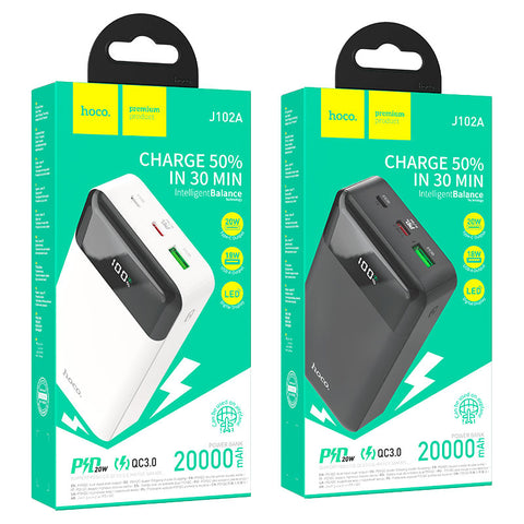 Hoco Power bank “J102A” PD20W + QC3.0 20000mAh | White