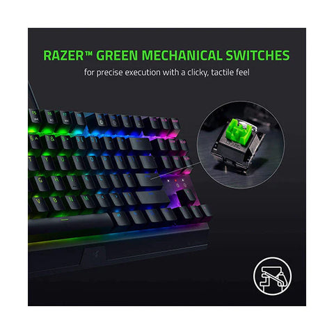 Razer (RZ03-03490100-R3M1) Blackwidow V3 Tenkeyless Wired Gaming Keyboard - Green Switches - Black