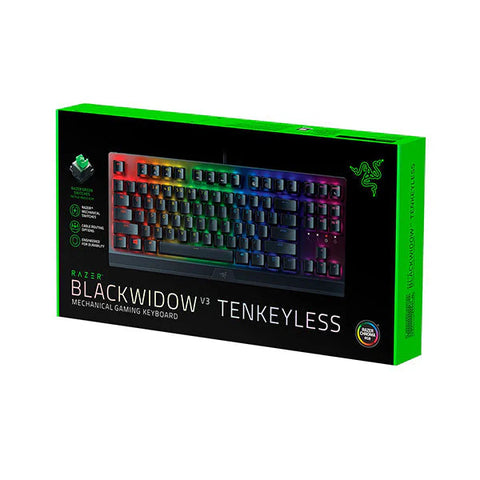 Razer (RZ03-03490100-R3M1) Blackwidow V3 Tenkeyless Wired Gaming Keyboard - Green Switches - Black